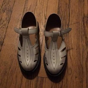 White Dr. Martens cutout shoes